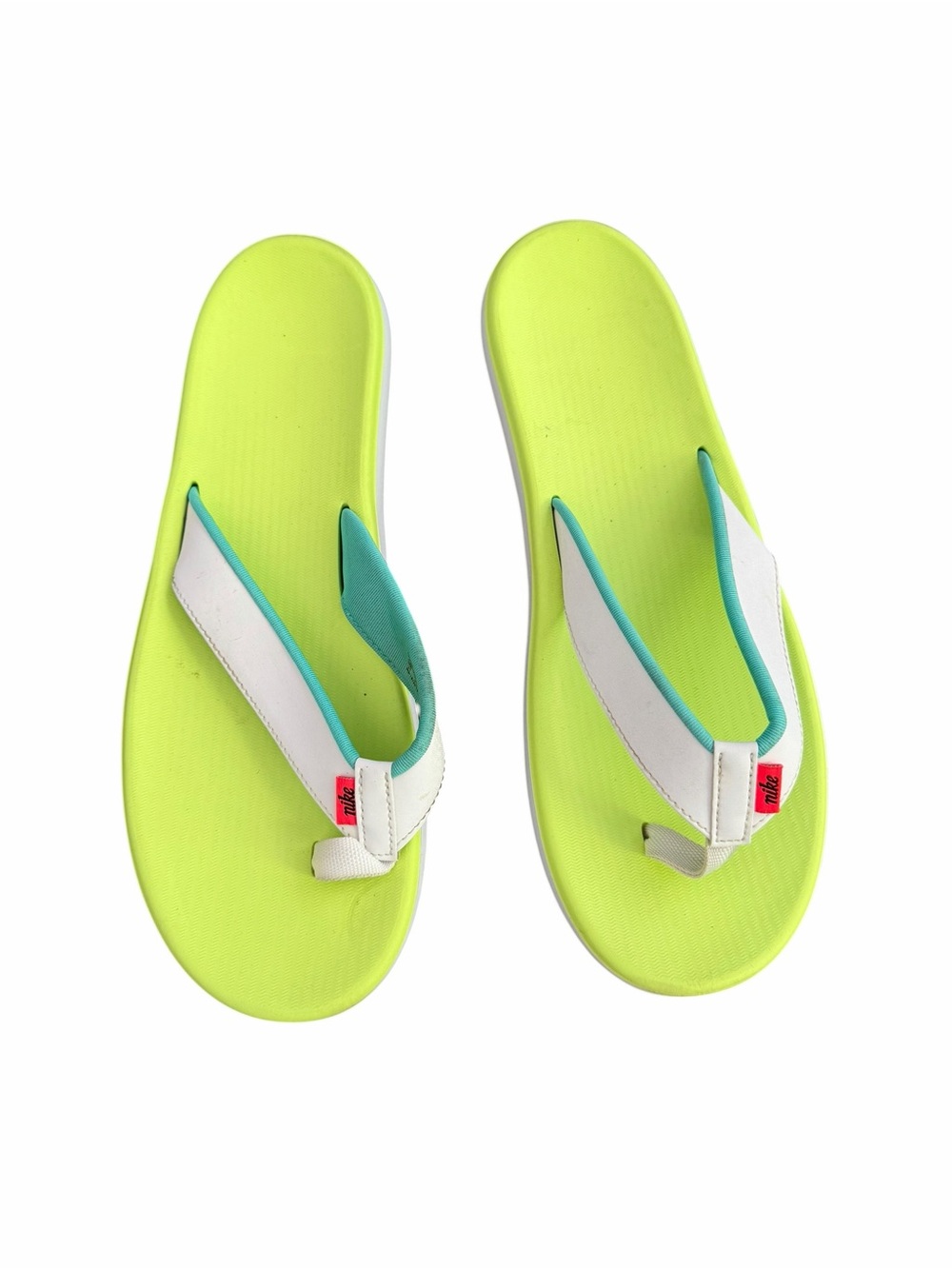 Nike Bella Kai Flip Flops Volt White Turbo Green Women’s Size 11
